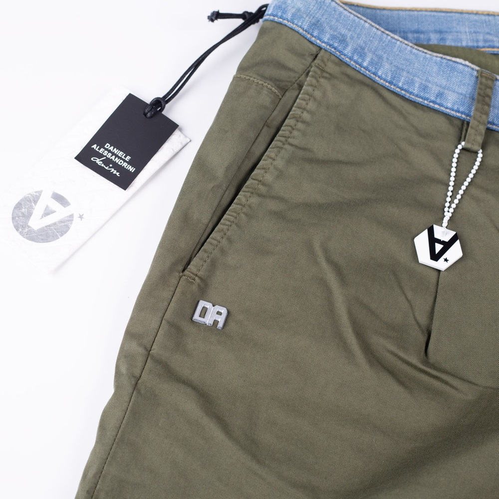 Daniele Alessandrini Military Green Cut and Sew chino pants - Picture 5 of 11